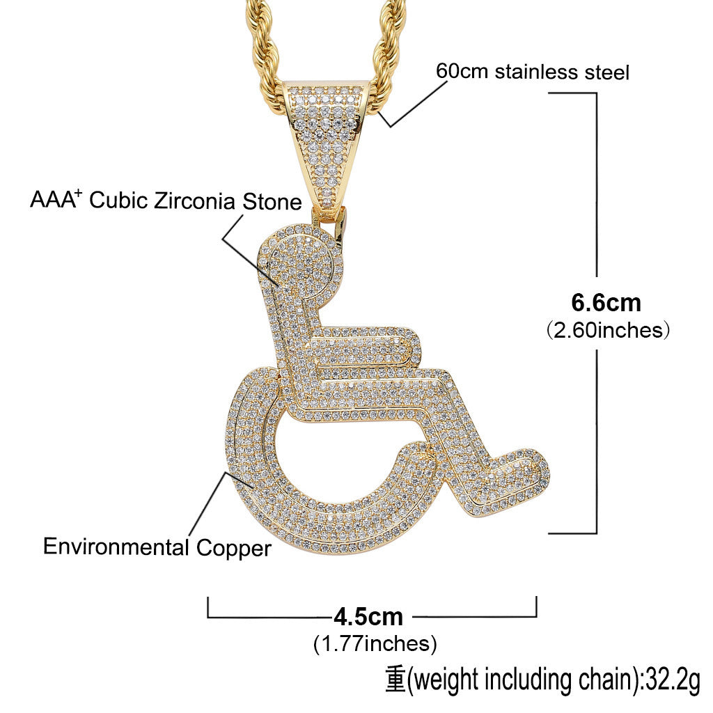 Hip Hop Fashion Cubic Zirconia Pendant Necklace for Men and Women