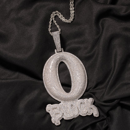Iced Out Letter Pendant Necklace for Men and Women - Silver Plated Cubic Zirconia Hip Hop Statement Chain, 24 Inch Twist Rope Chain
