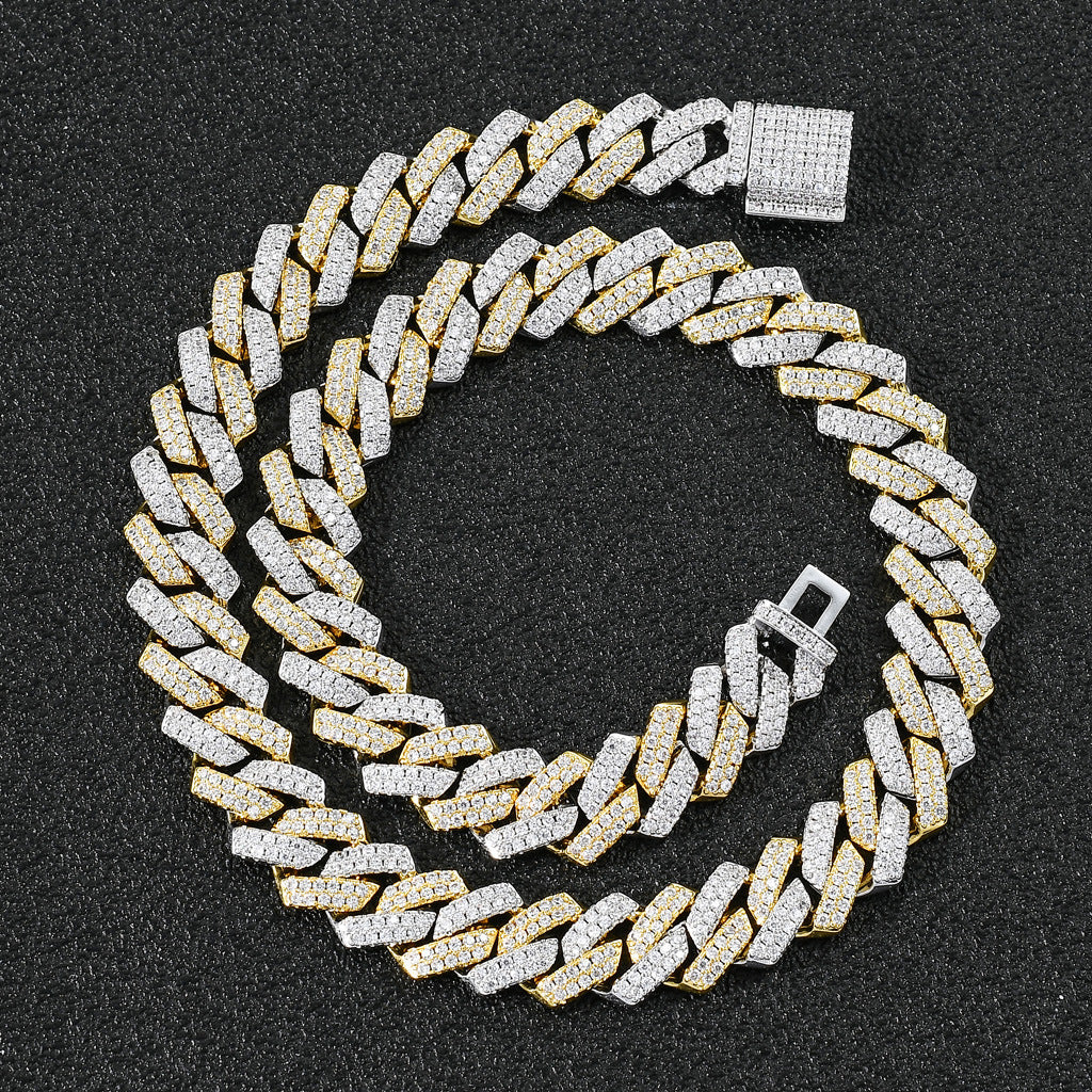 Hip Hop Diamond Shape Cuban Link Cubic Zirconia Necklace for Men