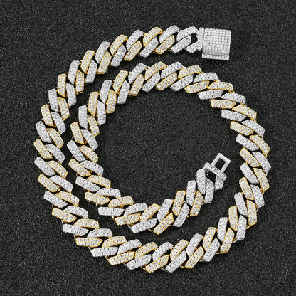 Hip Hop Diamond Shape Cuban Link Cubic Zirconia Necklace for Men