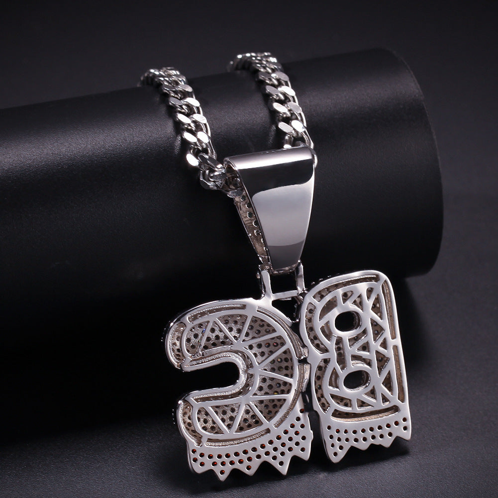 Custom Bubble Letter Pendant Necklace with Cubic Zirconia Ice-Out Chain for Women & Men