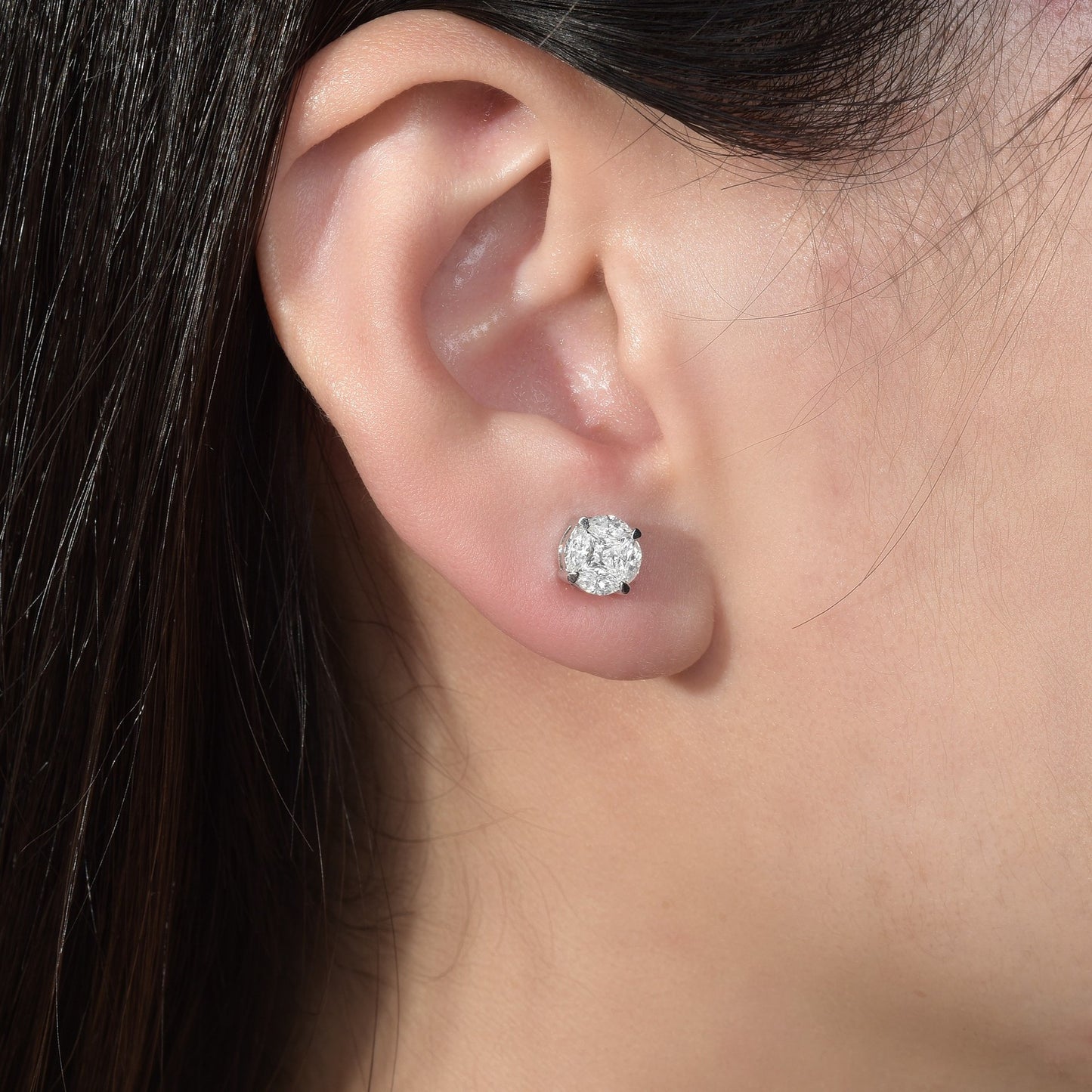 Moissanite Stud Earrings for Women, S925 Silver 18K Gold Plated Marquise Cluster product image