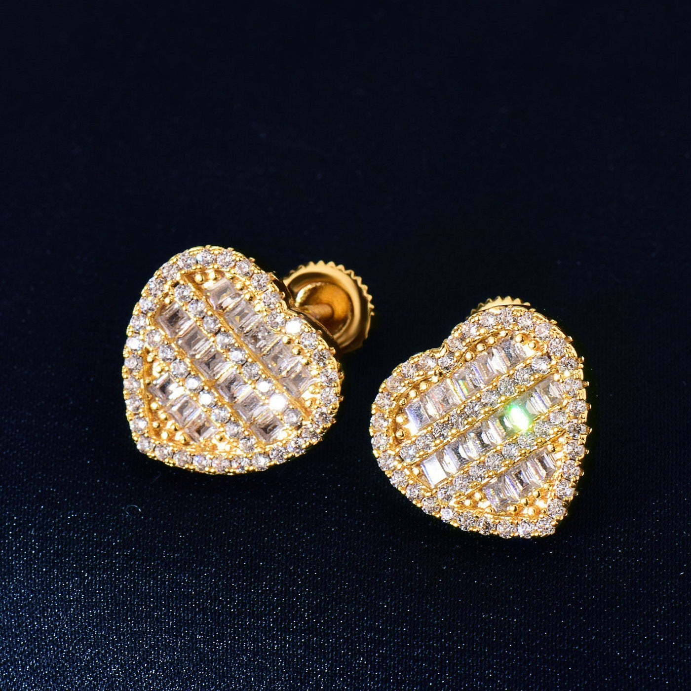 Unisex Iced Heart Stud Earrings Gift