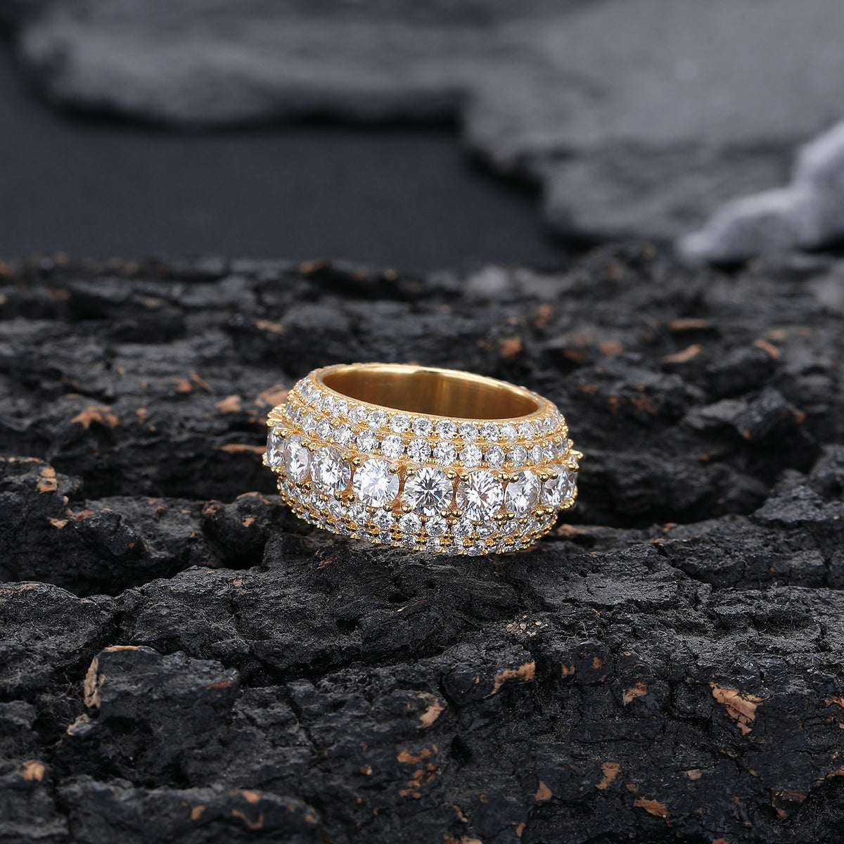 Pavé Cubic Zirconia Wide Band Ring for Men and Women, Unisex Chunky Ring, Two Color Options, Sizes 7-11 product image