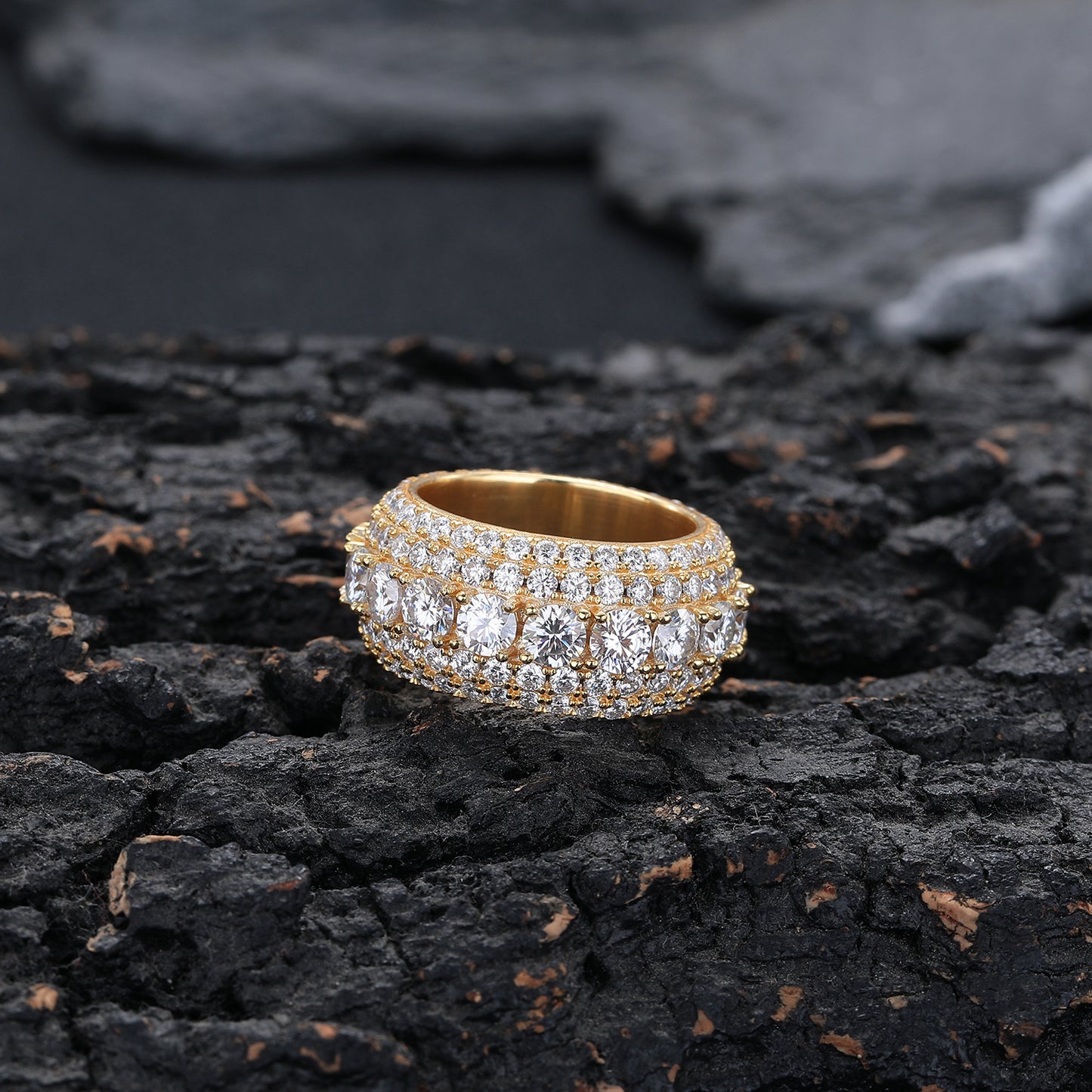Pavé Cubic Zirconia Wide Band Ring for Men and Women, Unisex Chunky Ring, Two Color Options, Sizes 7-11