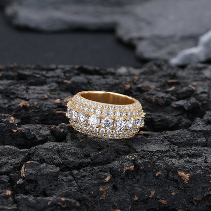 Pavé Cubic Zirconia Wide Band Ring for Men and Women, Unisex Chunky Ring, Two Color Options, Sizes 7-11