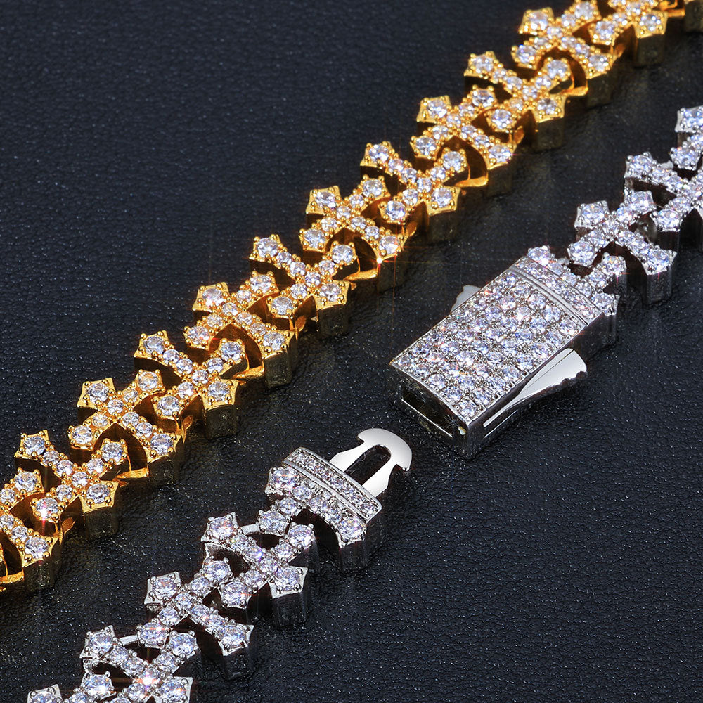 8.5-11 mm Cross CZ Link Copper Bracelet - CHA165 product image