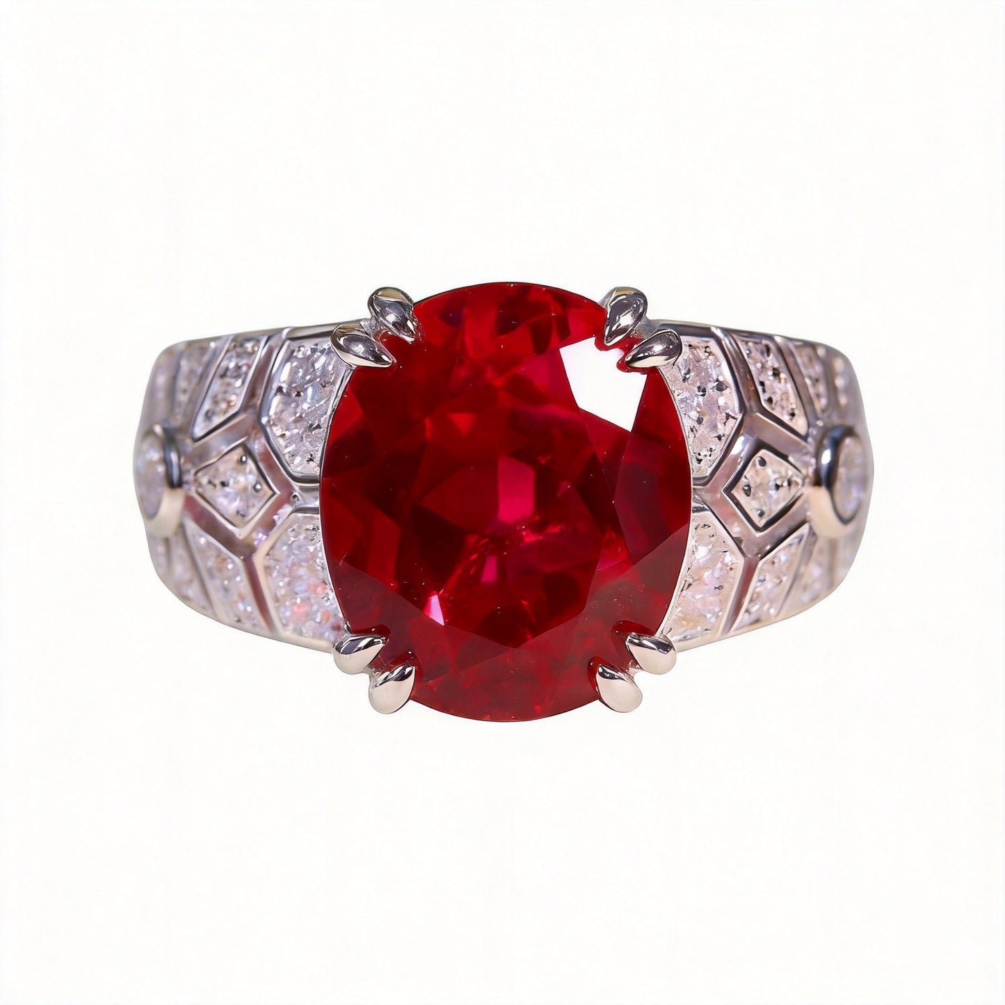 Vintage-Inspired 6 Carat Lab-Grown Ruby Ring, S925 Silver Gold-Plated Statement Ring product image