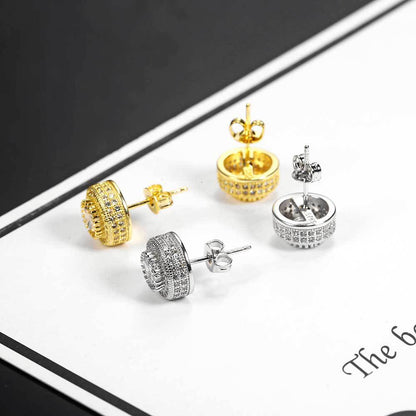 Round Halo CZ Stud Copper Earrings in Selectable Colors and Sizes - EAR001