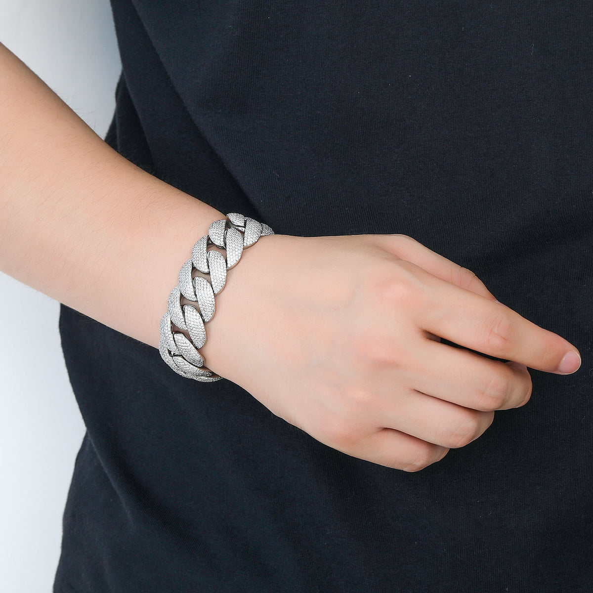 Hip Hop Cuban Link Bubble Copper Bracelet for Men product image