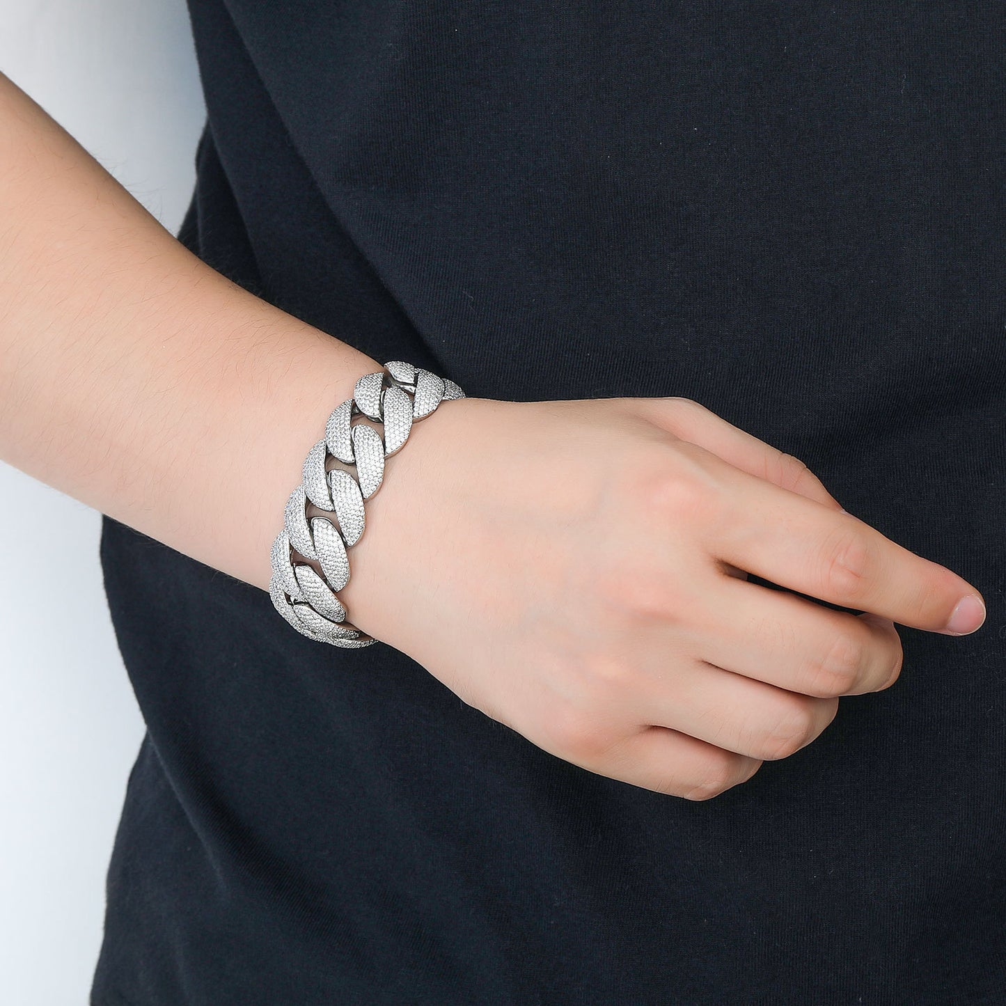 Hip Hop Cuban Link Bubble Copper Bracelet for Men