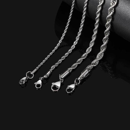3-6 mm Twisted Rope Stainless steel Necklace or Bracelet - CHA094