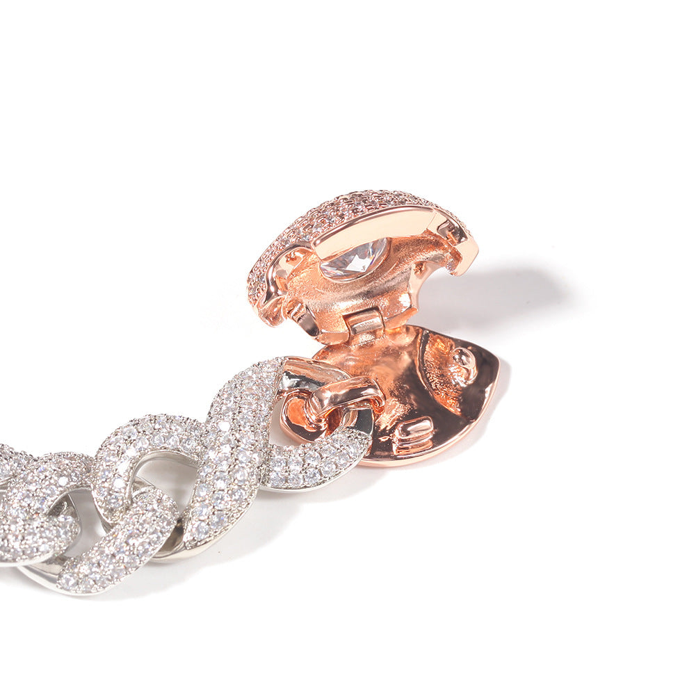 Iced Evil Eye Cuban Link Necklace with Cubic Zirconia Pendant for Women & Men