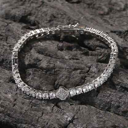 Hip Hop Cubic Zirconia Bracelet and Necklace Set for Women & Men, Gold Plated or Silver Plated Round Link Chain Jewelry