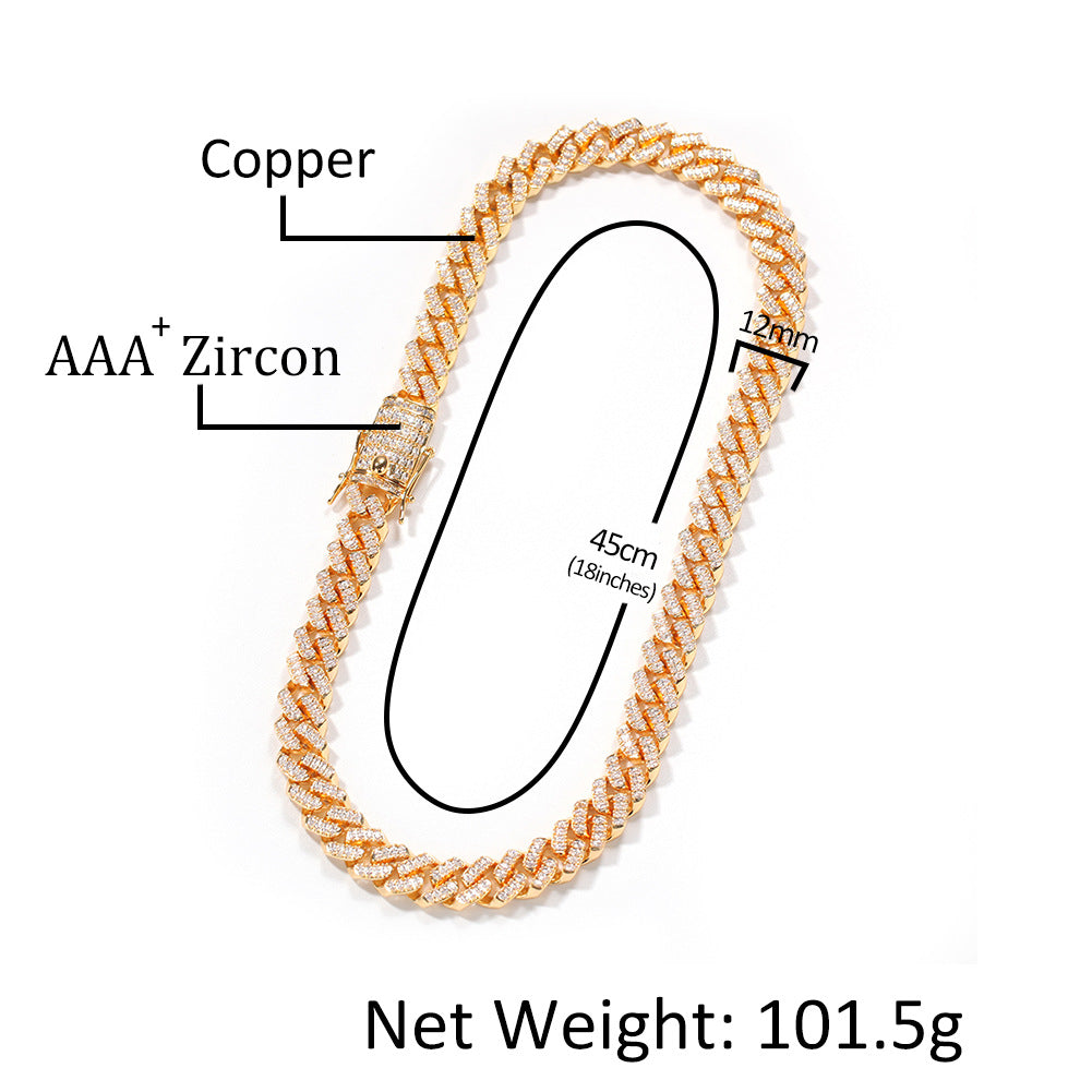 Iced Cuban Link Bracelet & Necklace Set with Cubic Zirconia in Gold or Silver Tone