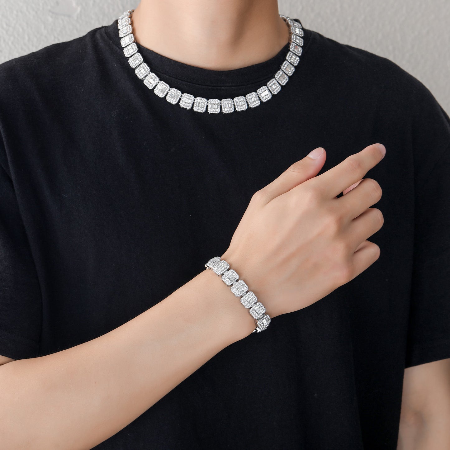 Hip Hop Light Luxury Iced Link Alloy Bracelet for Men