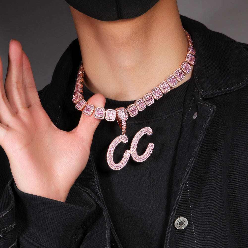 Personalized Bubble Letter Necklace with Cubic Zirconia Pendant for Women - Gold, Silver & Rose Gold Initial or Number Chain