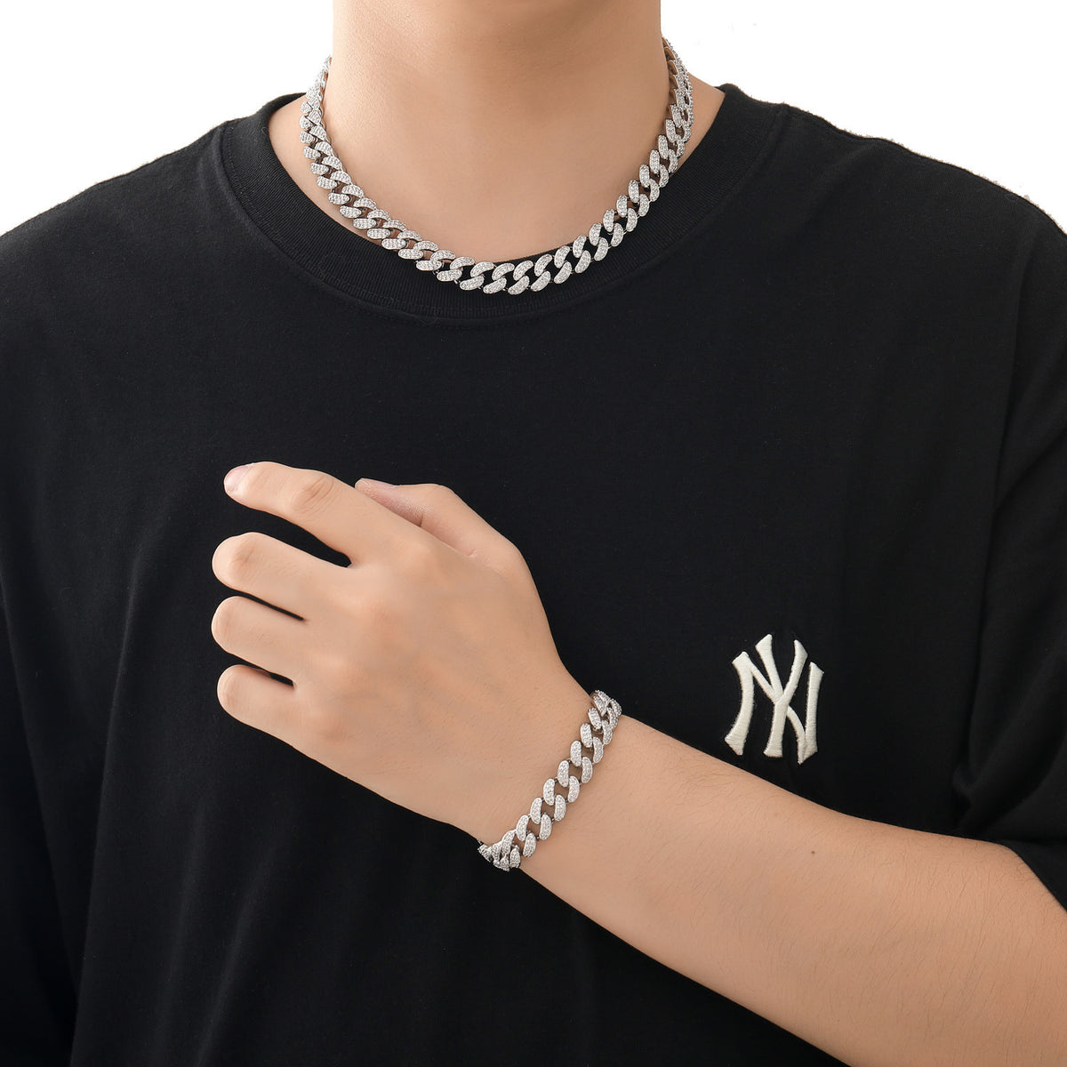 Hip Hop Light Luxury Cuban Link Cubic Zirconia Necklace for Men product image