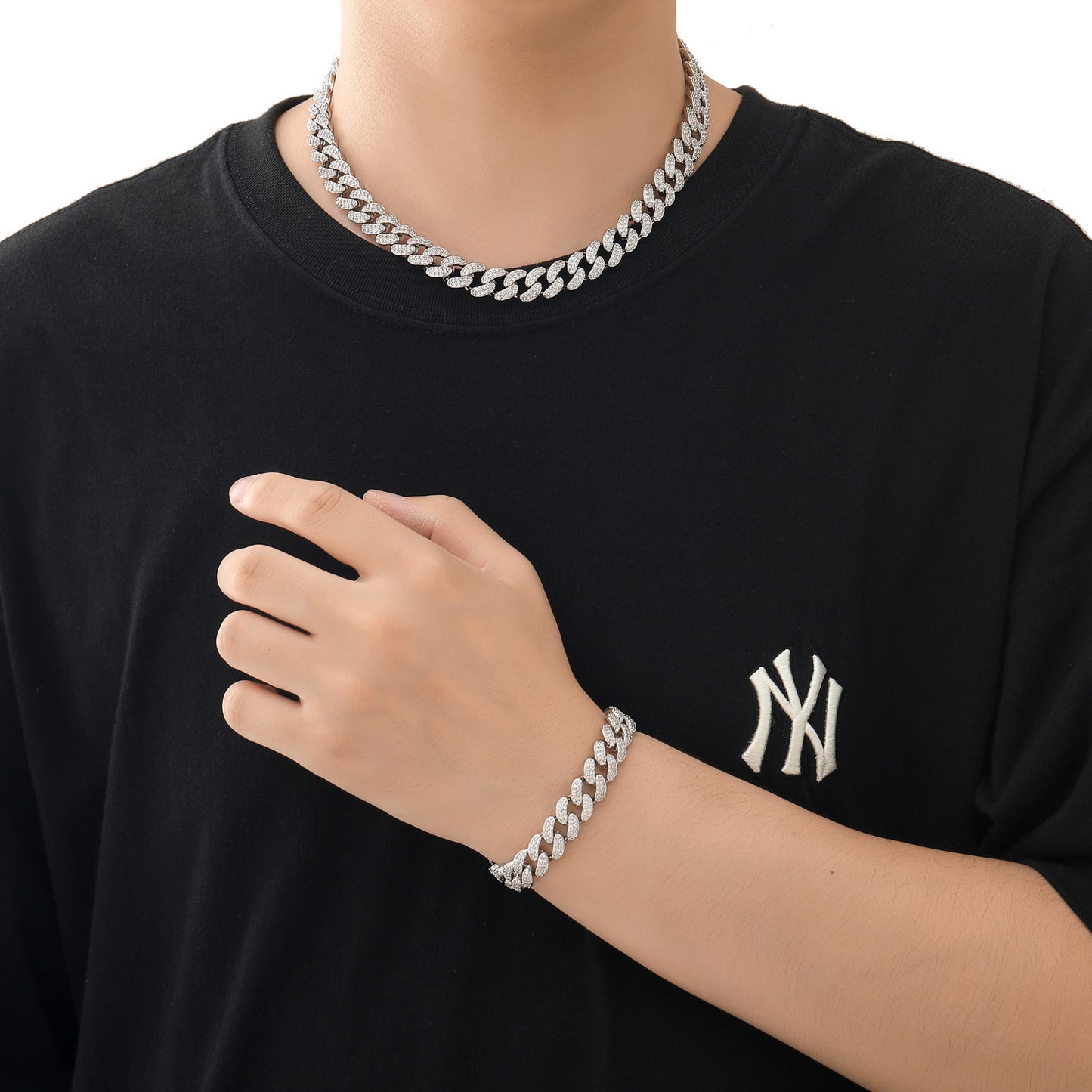 Hip Hop Light Luxury Cuban Link Cubic Zirconia Necklace for Men