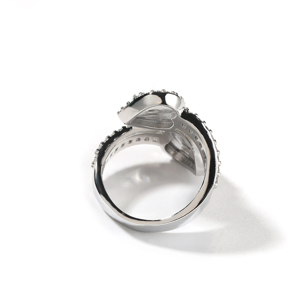 Men’s Heart Shape Crystal Ring – Gold Plated & Silver Plated Statement Band, European American Style