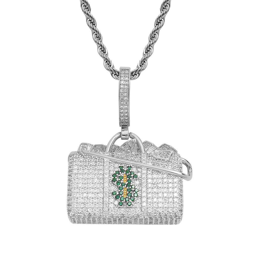 Hip Hop Minimalist Geometric Cubic Zirconia Pendant Necklace for Men and Women