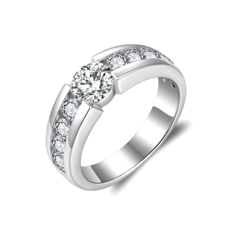 1 Carat Moissanite Ring, 925 Silver 18K Gold Plated Round Halo Band product image