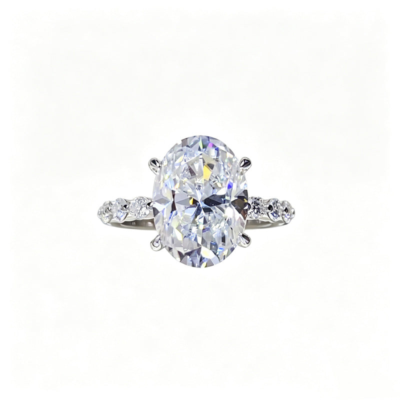 Moissanite Ring for Women, Geometric Oval Statement Engagement Ring, 3 Carat 5 Carat 8 Carat product image