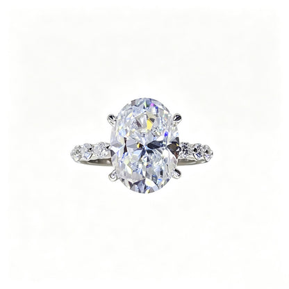 Moissanite Ring for Women, Geometric Oval Statement Engagement Ring, 3 Carat 5 Carat 8 Carat