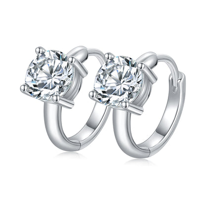 Round Cut Four-Prong Stud Earrings for Women, Everyday Pierced Jewelry