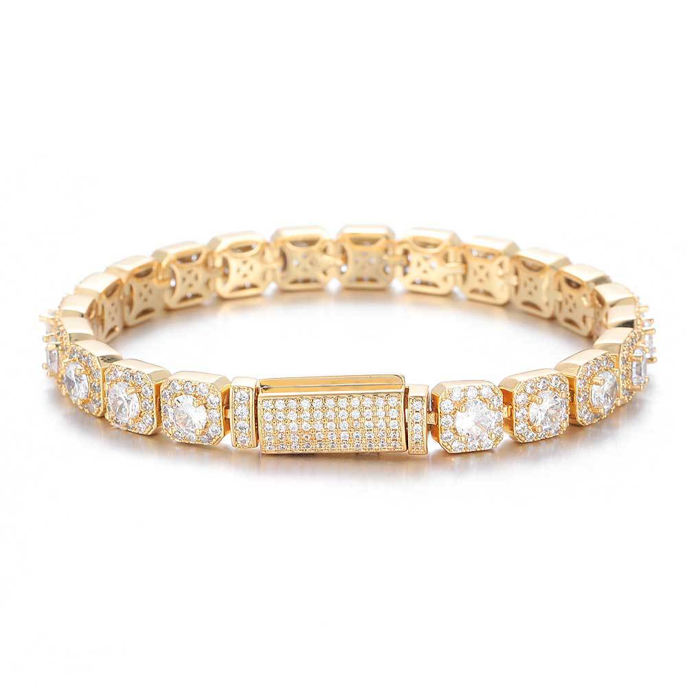 7 mm Square Cluster CZ Link Copper Bracelet - CHA230 product image