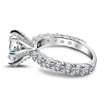 3 Carat Moissanite Halo Ring for Women, Promise Engagement Ring