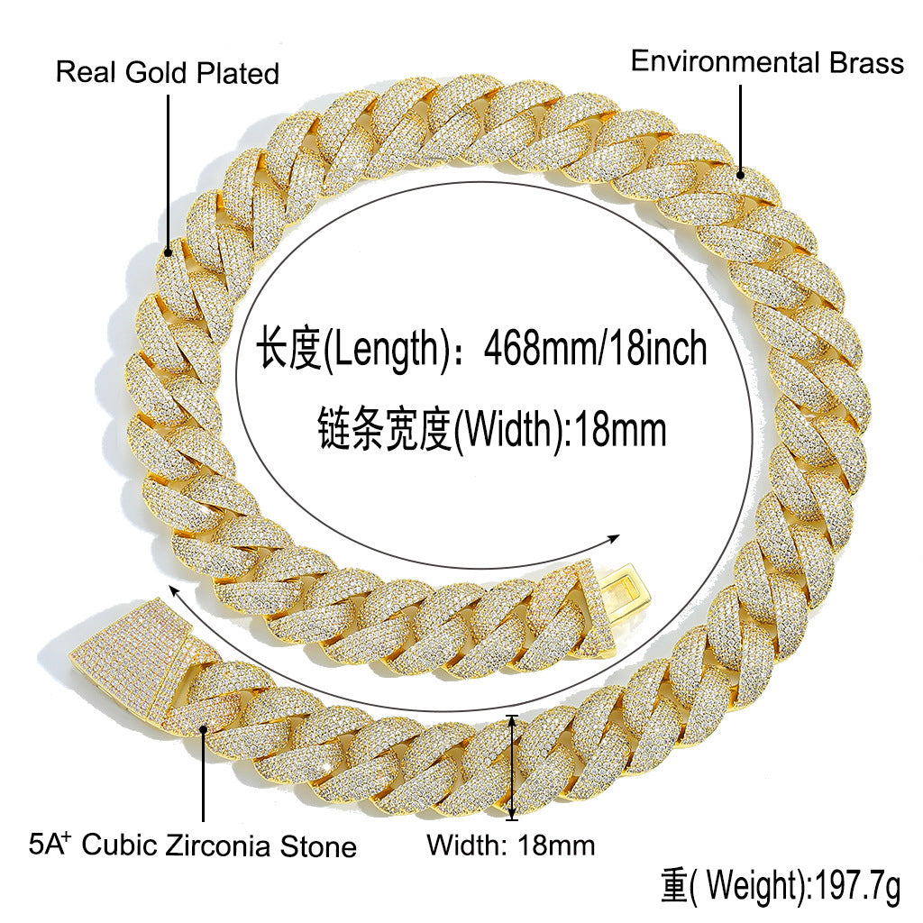 Hip Hop Cuban Link Bubble Cubic Zirconia Necklace for Men