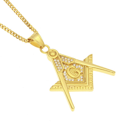 Gold-tone compass and temple pendant style 5
