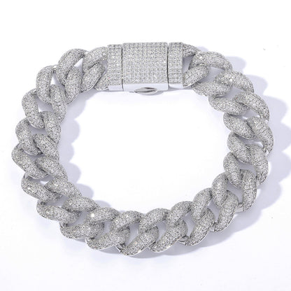 Hip Hop Cuban Link Bubble Cubic Zirconia Bracelet for Men