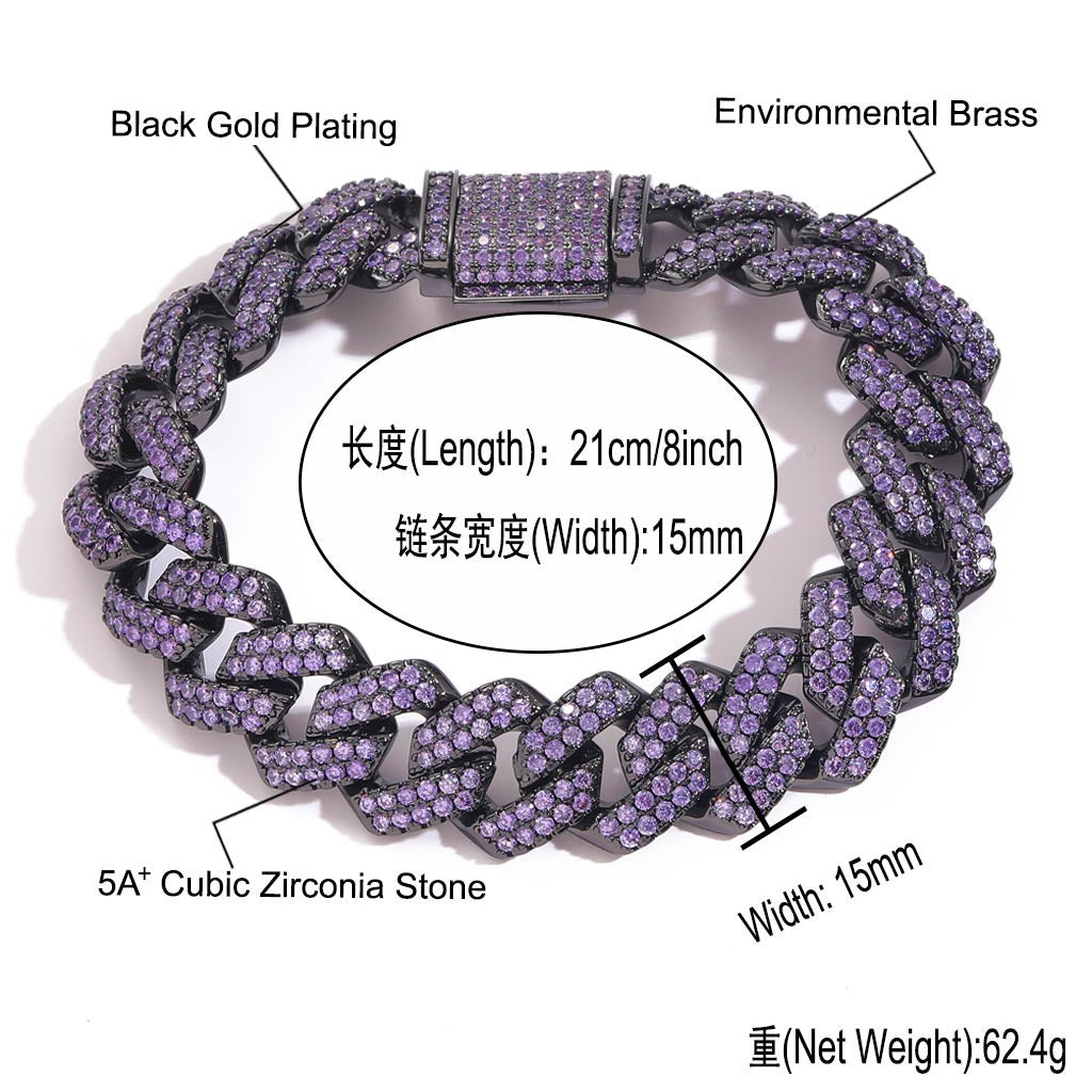 Hip Hop Minimalist Diamond Shape Cuban Link Cubic Zirconia Bracelet for Men