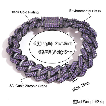 Hip Hop Minimalist Diamond Shape Cuban Link Cubic Zirconia Bracelet for Men