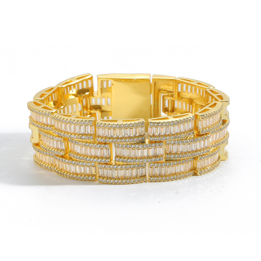 Hip Hop Cuban Link Cubic Zirconia Bracelet for Men and Women
