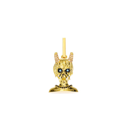 Cyber Devil Boy Pendant Necklace for Men and Women, Hip Hop Cartoon Copper Chain with Cubic Zirconia