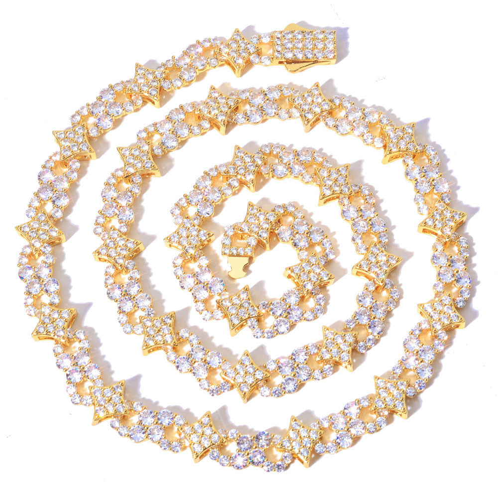 12 mm Star and Round CZ Link Copper Necklace - CHA391 product image