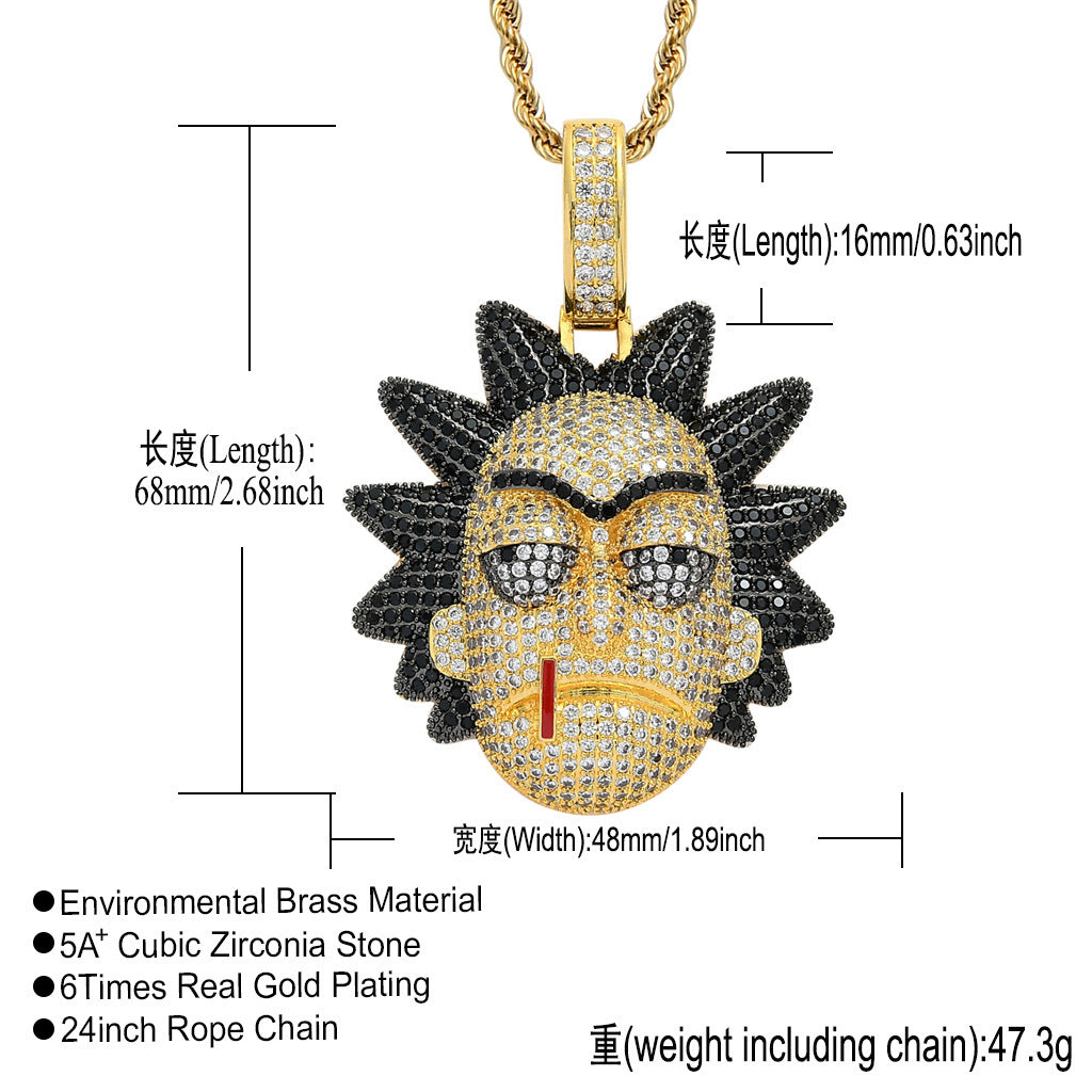 Hip Hop Fashion Cubic Zirconia Pendant Necklace for Men and Women