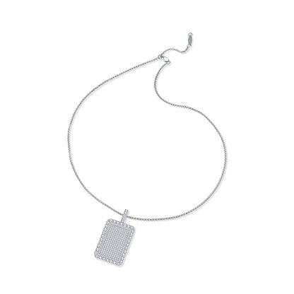 Iced Out Rectangle Pendant Necklace, D Color VVS Moissanite, Micro Pave Hip Hop Jewelry, Streetwear Accessory