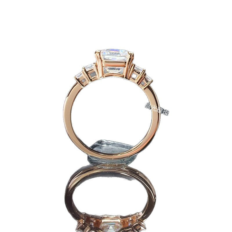 4 Carat Asscher Cut Moissanite Ring for Women, Rose Gold Tone Geometric Engagement Ring product image