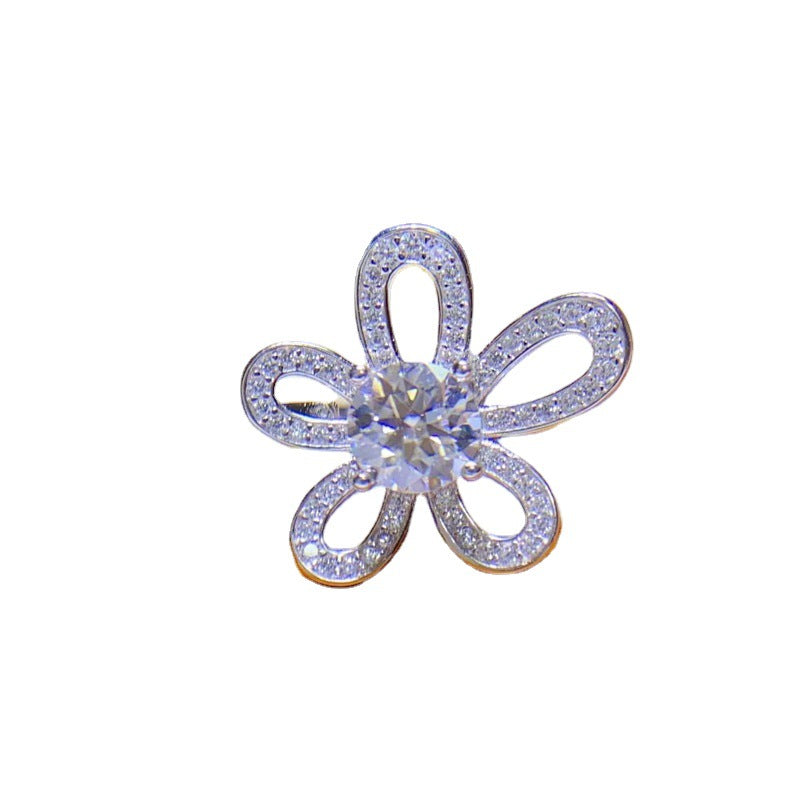 Moissanite Flower Ring for Women, 1 Carat Floral Engagement Ring, Promise Wedding Ring product image