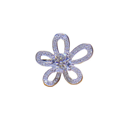 Moissanite Flower Ring for Women, 1 Carat Floral Engagement Ring, Promise Wedding Ring