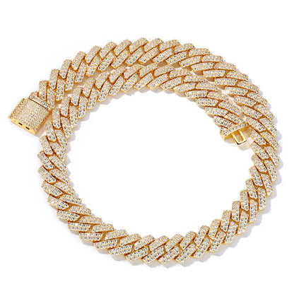 14 mm Iced Cuban Hip Hop Necklace or Bracelet with Cubic Zirconia on a Copper Base - CHA013
