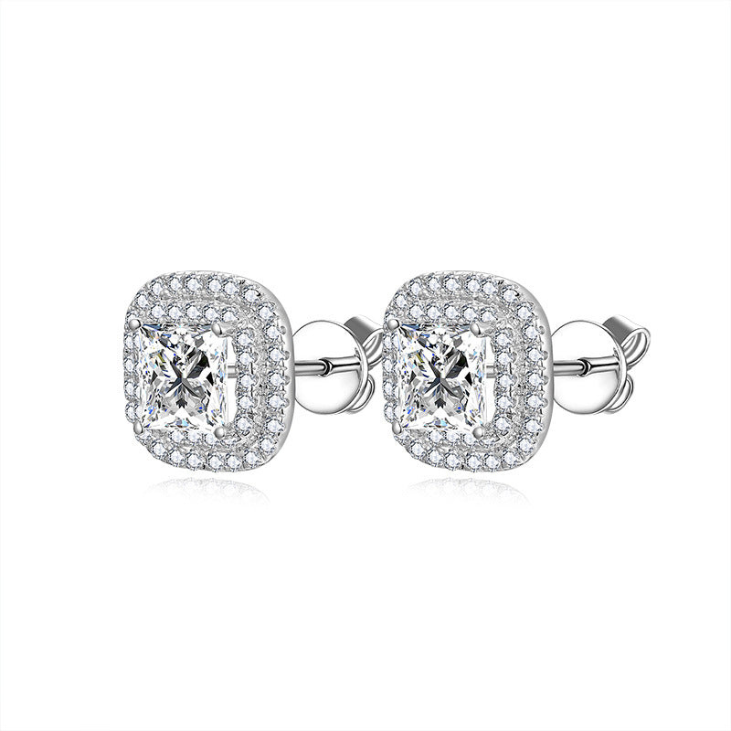 1 Carat Princess Cut Moissanite Stud Earrings, S925 Silver 18K Gold Plated product image