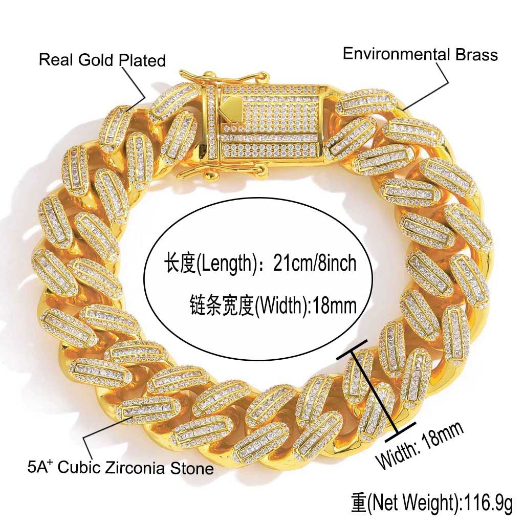 Hip Hop Light Luxury Iced Link Cubic Zirconia Necklace for Men