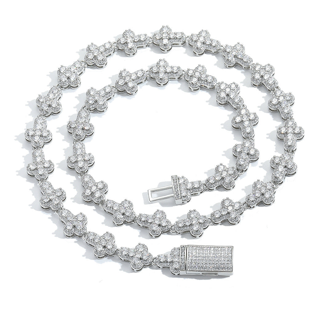 Hip Hop Butterfly Tennis Chain Cubic Zirconia Pendant Necklace for Men