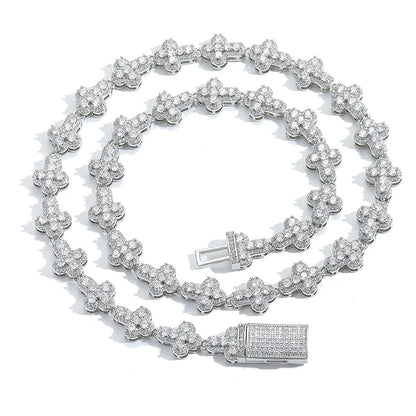 Hip Hop Butterfly Tennis Chain Cubic Zirconia Pendant Necklace for Men