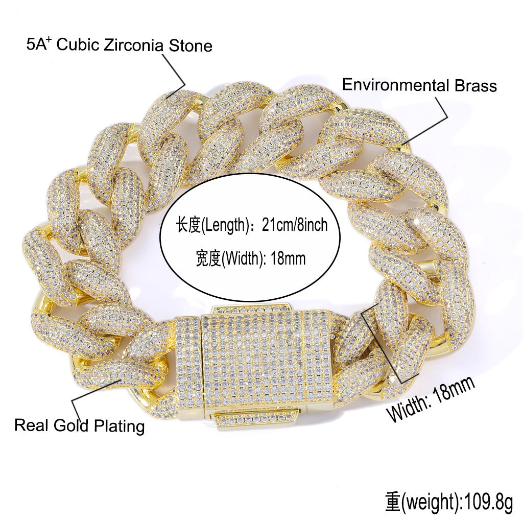 Hip Hop Cuban Link Bubble Copper Bracelet for Men